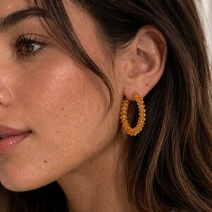 Elegant Beaded Hoop Earrings